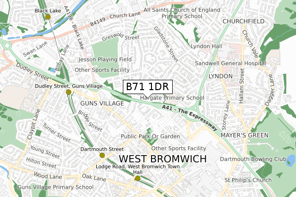 B71 1DR map - small scale - OS Open Zoomstack (Ordnance Survey)