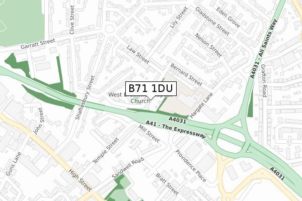 B71 1DU map - large scale - OS Open Zoomstack (Ordnance Survey)