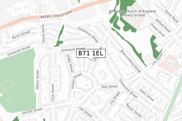 B71 1EL map - large scale - OS Open Zoomstack (Ordnance Survey)