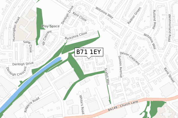 B71 1EY map - large scale - OS Open Zoomstack (Ordnance Survey)