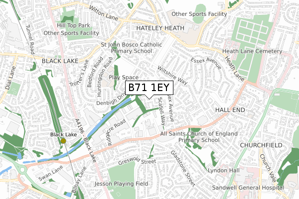 B71 1EY map - small scale - OS Open Zoomstack (Ordnance Survey)