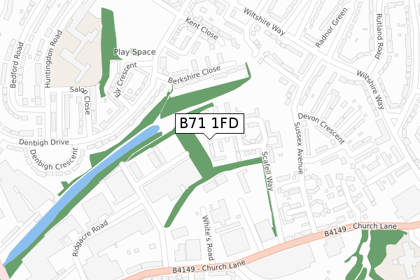 B71 1FD map - large scale - OS Open Zoomstack (Ordnance Survey)