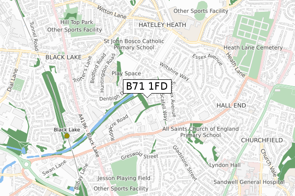 B71 1FD map - small scale - OS Open Zoomstack (Ordnance Survey)