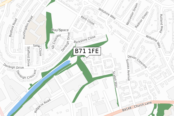 B71 1FE map - large scale - OS Open Zoomstack (Ordnance Survey)