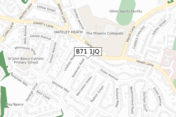 B71 1JQ map - large scale - OS Open Zoomstack (Ordnance Survey)