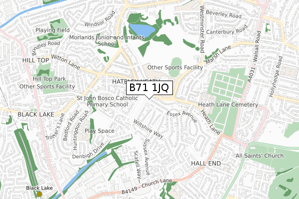 B71 1JQ map - small scale - OS Open Zoomstack (Ordnance Survey)