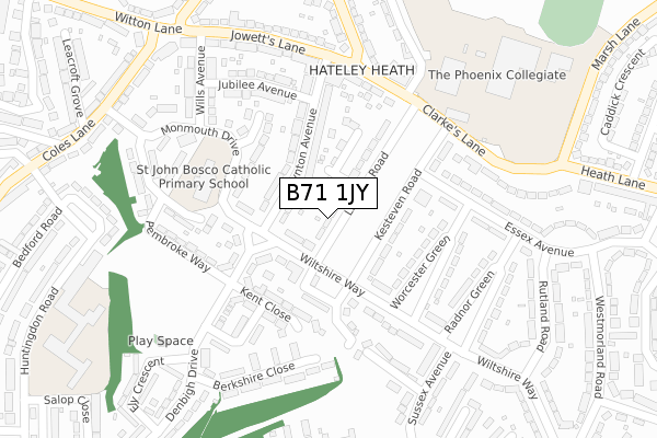 B71 1JY map - large scale - OS Open Zoomstack (Ordnance Survey)