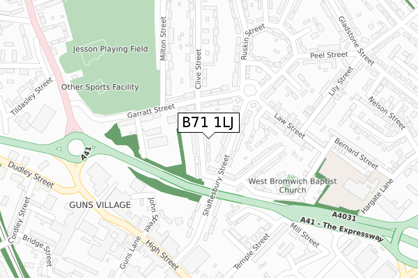 B71 1LJ map - large scale - OS Open Zoomstack (Ordnance Survey)