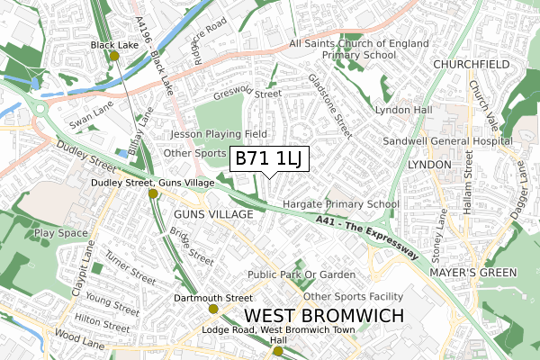 B71 1LJ map - small scale - OS Open Zoomstack (Ordnance Survey)