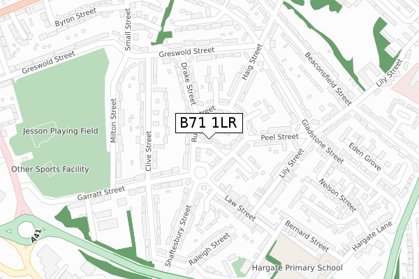 B71 1LR map - large scale - OS Open Zoomstack (Ordnance Survey)