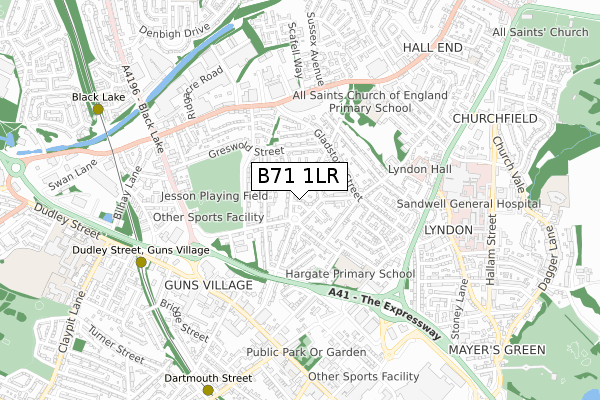 B71 1LR map - small scale - OS Open Zoomstack (Ordnance Survey)