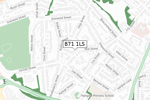 B71 1LS map - large scale - OS Open Zoomstack (Ordnance Survey)