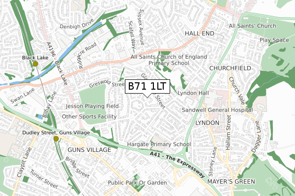 B71 1LT map - small scale - OS Open Zoomstack (Ordnance Survey)