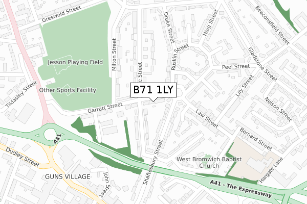 B71 1LY map - large scale - OS Open Zoomstack (Ordnance Survey)