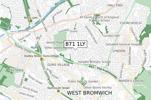 B71 1LY map - small scale - OS Open Zoomstack (Ordnance Survey)