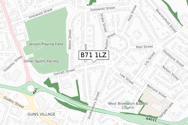 B71 1LZ map - large scale - OS Open Zoomstack (Ordnance Survey)