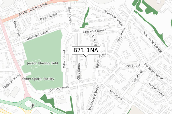 B71 1NA map - large scale - OS Open Zoomstack (Ordnance Survey)