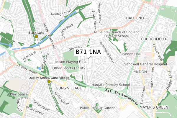 B71 1NA map - small scale - OS Open Zoomstack (Ordnance Survey)