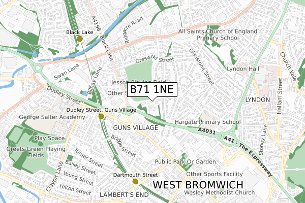 B71 1NE map - small scale - OS Open Zoomstack (Ordnance Survey)