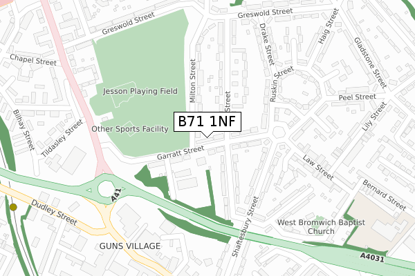 B71 1NF map - large scale - OS Open Zoomstack (Ordnance Survey)