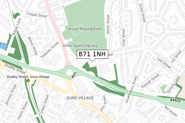 B71 1NH map - large scale - OS Open Zoomstack (Ordnance Survey)