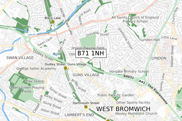 B71 1NH map - small scale - OS Open Zoomstack (Ordnance Survey)