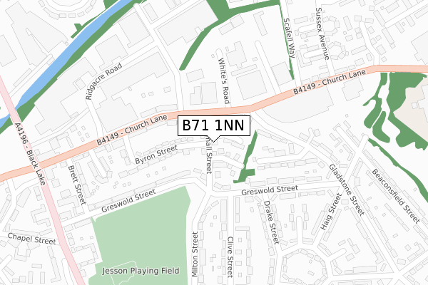 B71 1NN map - large scale - OS Open Zoomstack (Ordnance Survey)