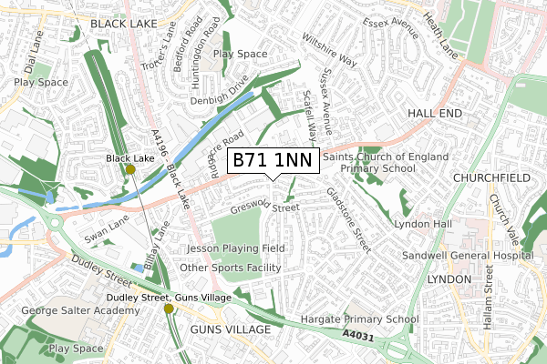 B71 1NN map - small scale - OS Open Zoomstack (Ordnance Survey)