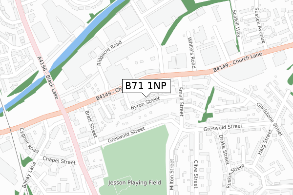 B71 1NP map - large scale - OS Open Zoomstack (Ordnance Survey)