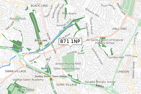 B71 1NP map - small scale - OS Open Zoomstack (Ordnance Survey)