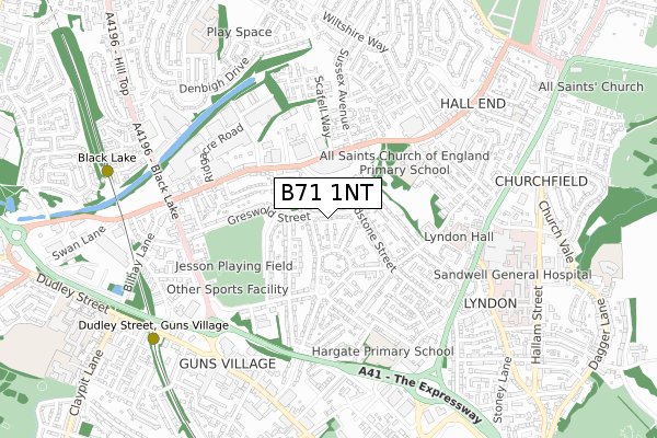 B71 1NT map - small scale - OS Open Zoomstack (Ordnance Survey)