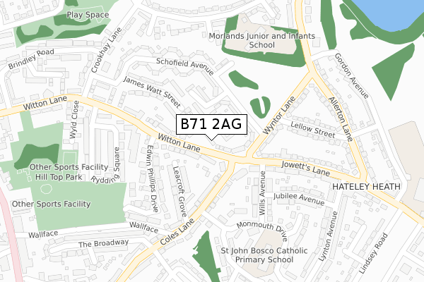 B71 2AG map - large scale - OS Open Zoomstack (Ordnance Survey)