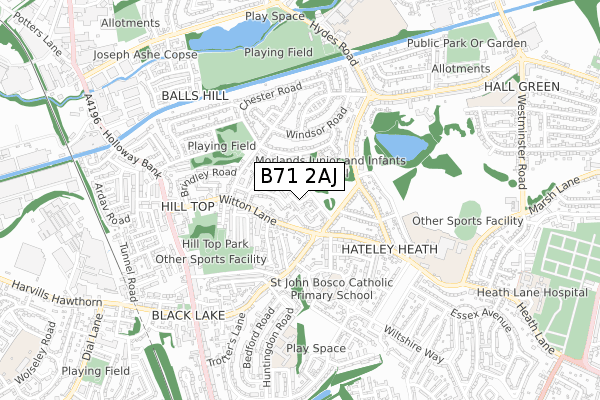 B71 2AJ map - small scale - OS Open Zoomstack (Ordnance Survey)