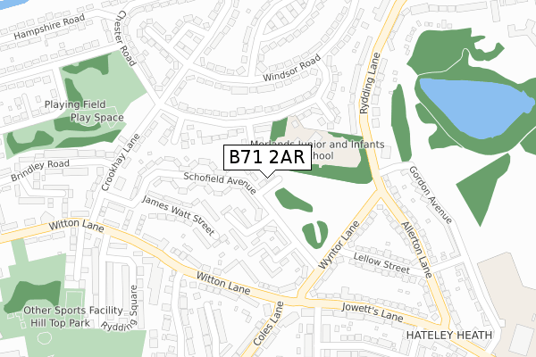 B71 2AR map - large scale - OS Open Zoomstack (Ordnance Survey)