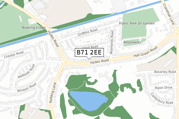 B71 2EE map - large scale - OS Open Zoomstack (Ordnance Survey)