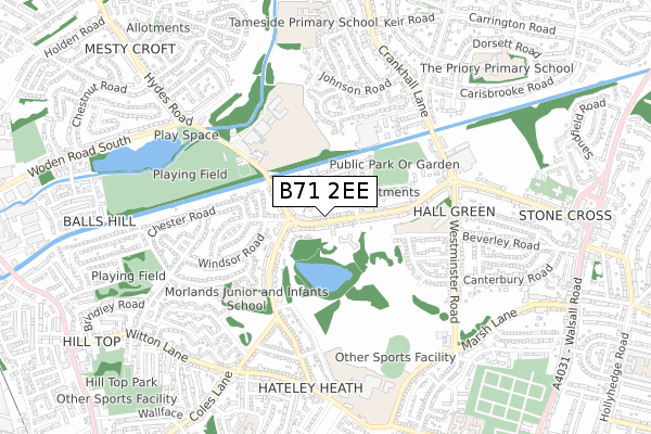 B71 2EE map - small scale - OS Open Zoomstack (Ordnance Survey)