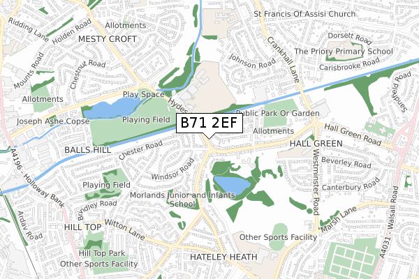 B71 2EF map - small scale - OS Open Zoomstack (Ordnance Survey)