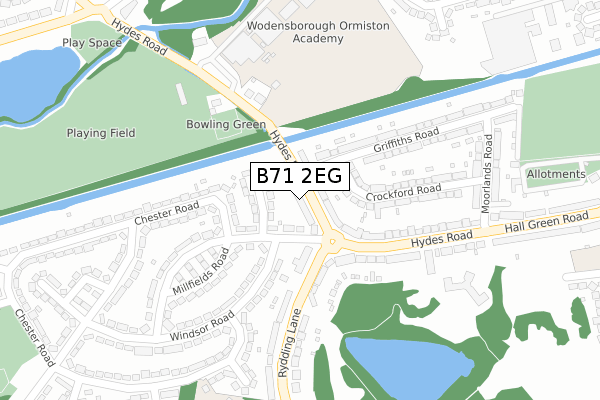 B71 2EG map - large scale - OS Open Zoomstack (Ordnance Survey)