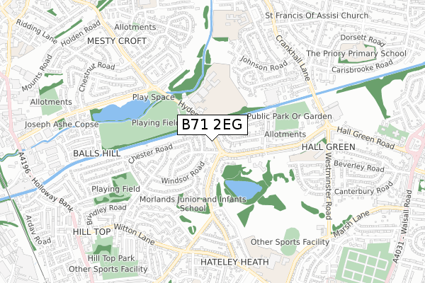 B71 2EG map - small scale - OS Open Zoomstack (Ordnance Survey)