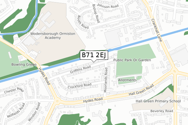 B71 2EJ map - large scale - OS Open Zoomstack (Ordnance Survey)