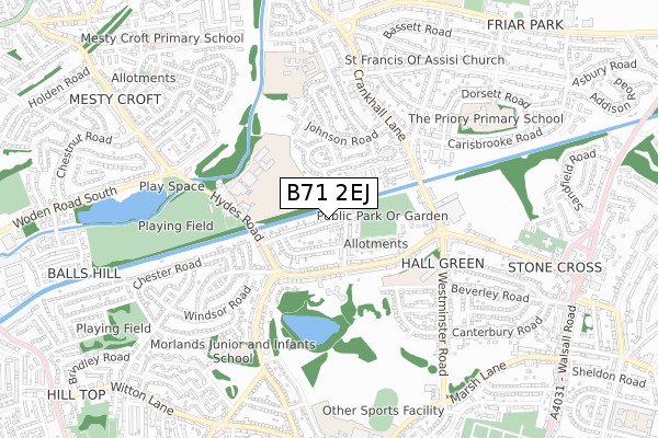 B71 2EJ map - small scale - OS Open Zoomstack (Ordnance Survey)