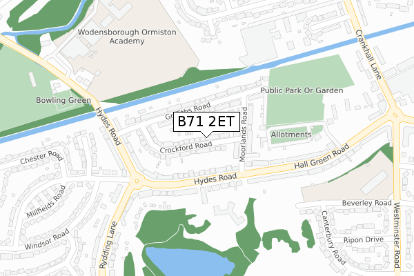 B71 2ET map - large scale - OS Open Zoomstack (Ordnance Survey)