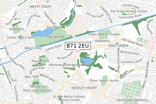 B71 2EU map - small scale - OS Open Zoomstack (Ordnance Survey)