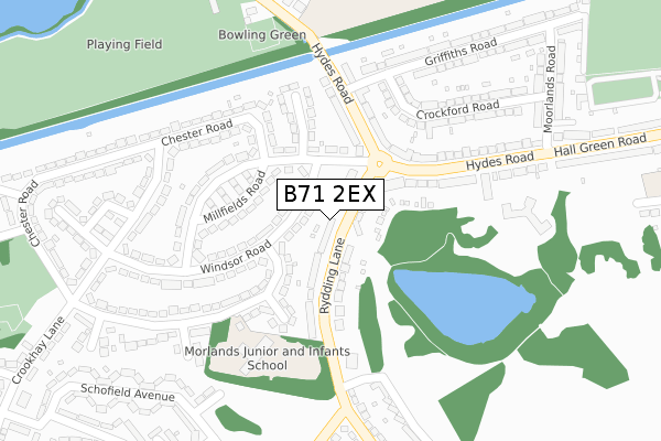 B71 2EX map - large scale - OS Open Zoomstack (Ordnance Survey)