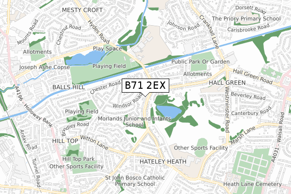 B71 2EX map - small scale - OS Open Zoomstack (Ordnance Survey)