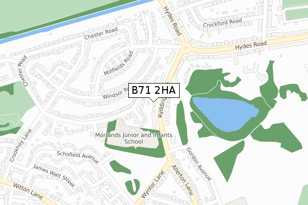 B71 2HA map - large scale - OS Open Zoomstack (Ordnance Survey)