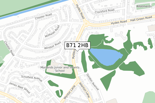 B71 2HB map - large scale - OS Open Zoomstack (Ordnance Survey)