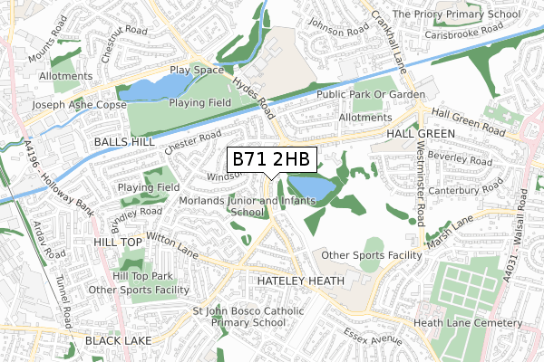 B71 2HB map - small scale - OS Open Zoomstack (Ordnance Survey)