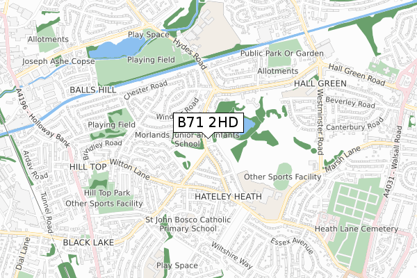 B71 2HD map - small scale - OS Open Zoomstack (Ordnance Survey)