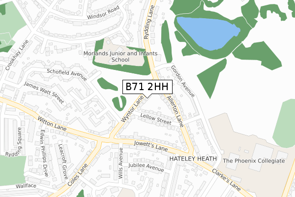 B71 2HH map - large scale - OS Open Zoomstack (Ordnance Survey)